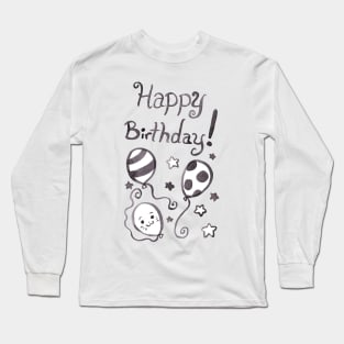 Watercolor Happy Birthday Balloons Long Sleeve T-Shirt